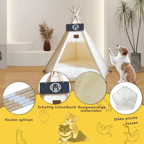 Kattentent - Huisdier tent - Dierenhuis - Kattenhol - Kattenhuis - Kattenmand - Dierentent - Katten Tipi Tent - Voor Binnen - 40 x 40 x 50 cm van Simply Maison — afbeelding 3