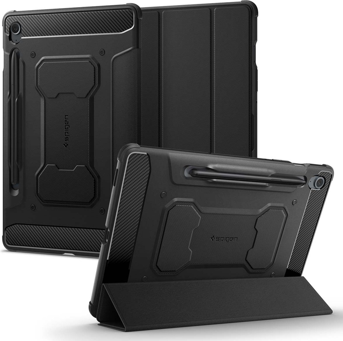 Spigen Rugged Armor Pro Bookcase geschikt voor Samsung Galaxy Tab S10 FE / S9 FE - Zwart