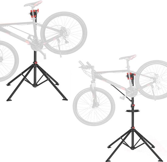 Relaxdays fiets montagestandaard, met stuurhouder, inklapbare fietsenhouder, frames tussen 25-40mm, tot 30 kg, zwart