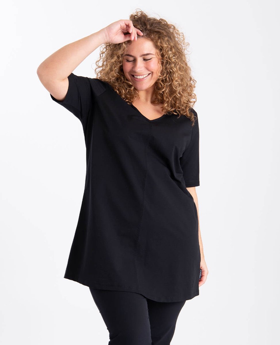 Je m'appelle Travelstof Top - Dames - Zwart - Maat 50