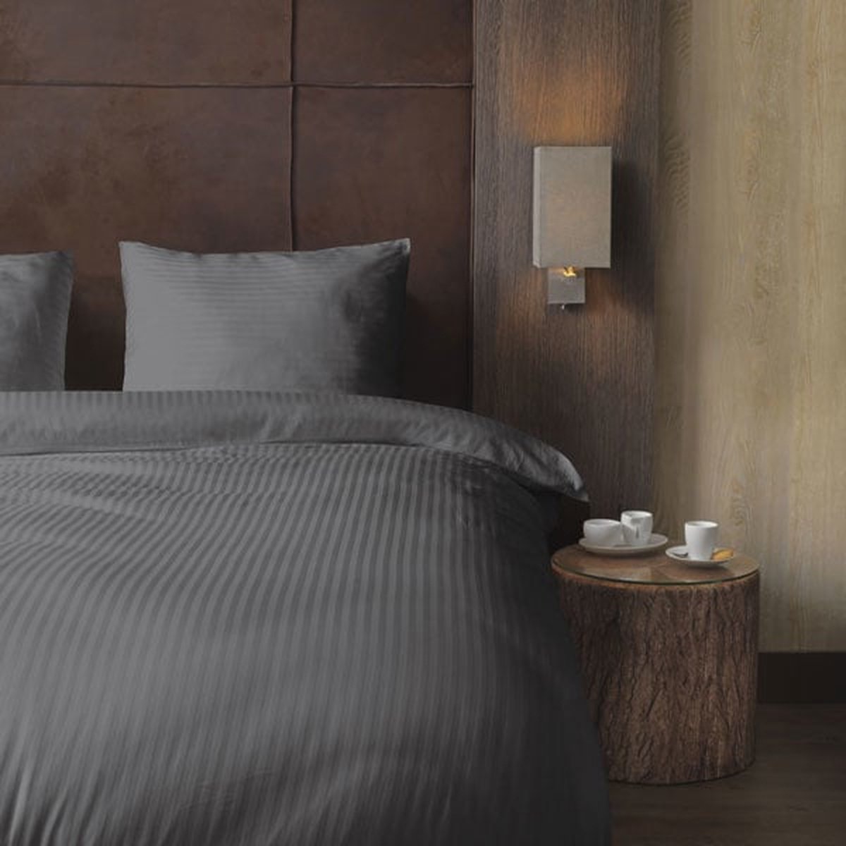Beau Maison - Hotellinnen Grijs Katoen Satijn - 260x200/220cm + 2 kussenslopen