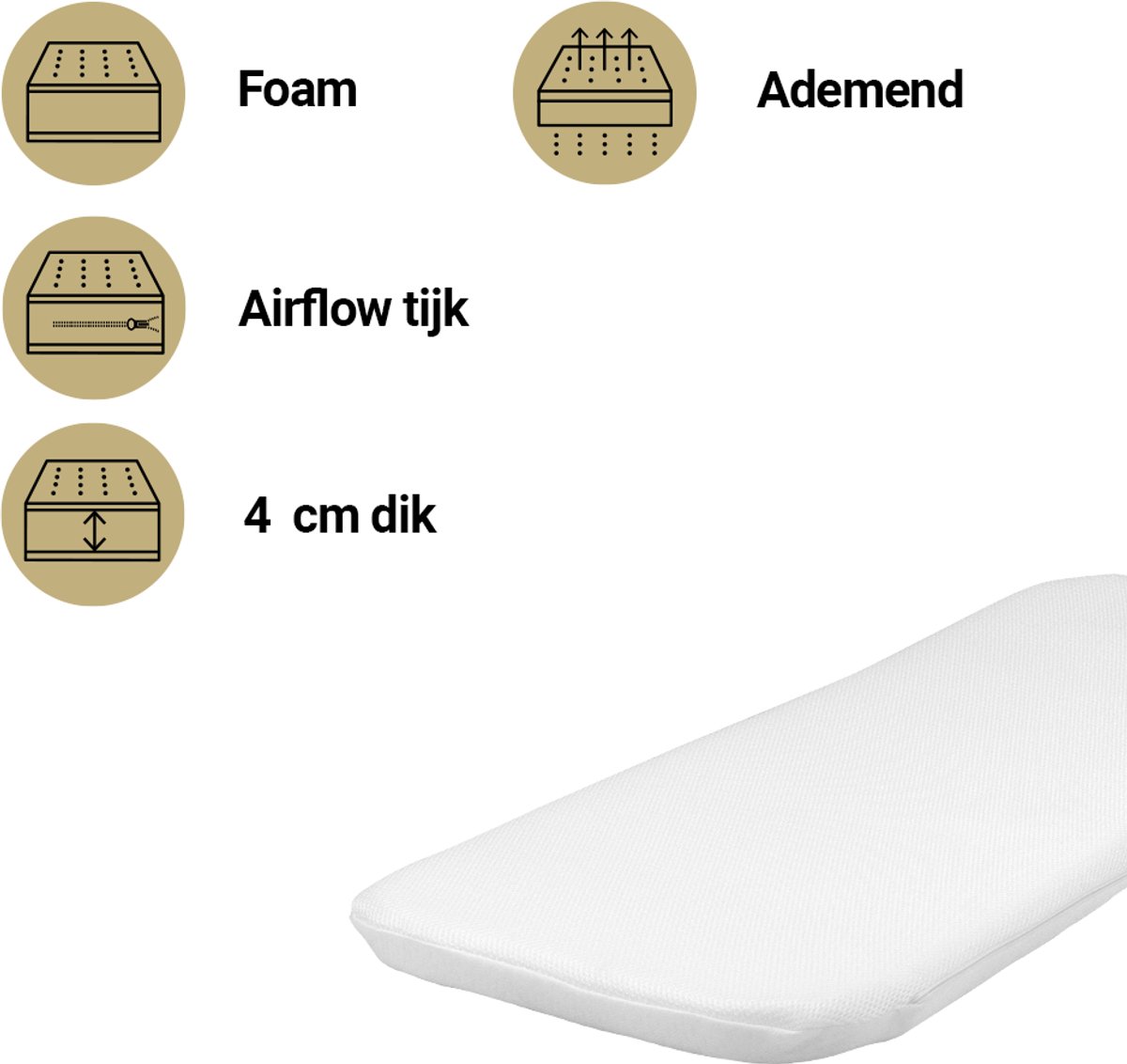 Best Sleep Matras Kinderwagen - Babymatras - 81x34 cm - Airflow