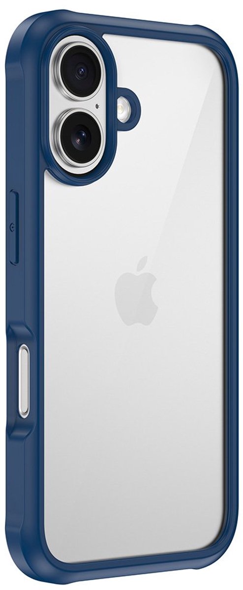 Rugged 360 Graden Case Hoes geschikt voor iPhone 16 - blauw- Volledige bescherming - Duurzaam - Sterk - Beschermd tegen krassen, stoten en vuil - Stijlvol - Echt glas - Full body