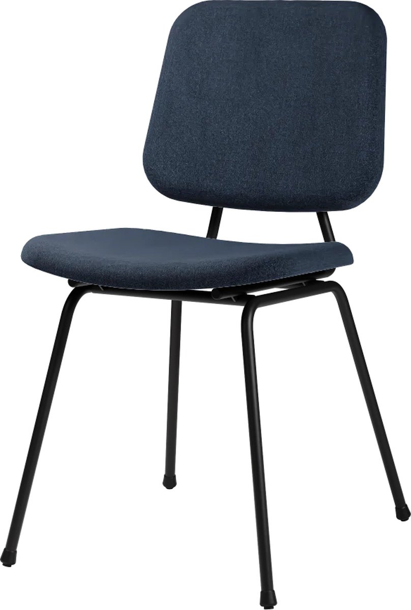 Design In Box - Eetkamerstoel - Eetstoel - Zwart/Blauw - Metalen Poten