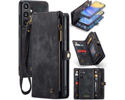 Caseme Hoesje geschikt voor Samsung Galaxy A15 4G/5G - Luxe Leren Portemonnee Hoesje - Zwart