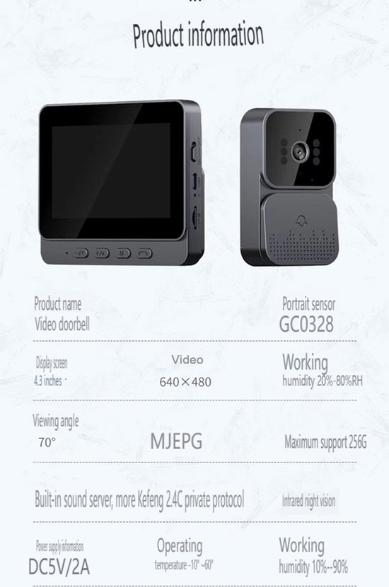 Protectly® Slimme Draadloze Video Deurbel Met Camera - Deurbel Draadloos WiFi - 2K Ultra HD - Geen Abonnement - Incl. draadloze gong - Incl. 64GB SD - 2024 model