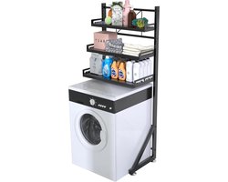 Drie-Tier Verstelbare Hoogte Wasruimte Plank Ruimtebesparende Organizer met Multifunctionele Opslag Wasmachine rek