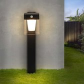 Ledvion - Lampe d'extérieur Solar sur pied LED , 0,5 W, 3000 K, IP44, Zwart et carrée ouverte, avec support. Capteur de mouvement, énergie solaire, économe en énergie et résistant aux intempéries
