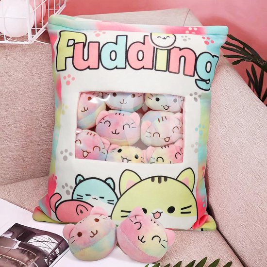Ontspannen Kussen HXPLN Pluche Kussen In De Vorm Van Een Kat, Afneembaar Speelgoed, Pudding, Tas, Schattige Decoratie, Cadeau Voor Tieners, Meisjes