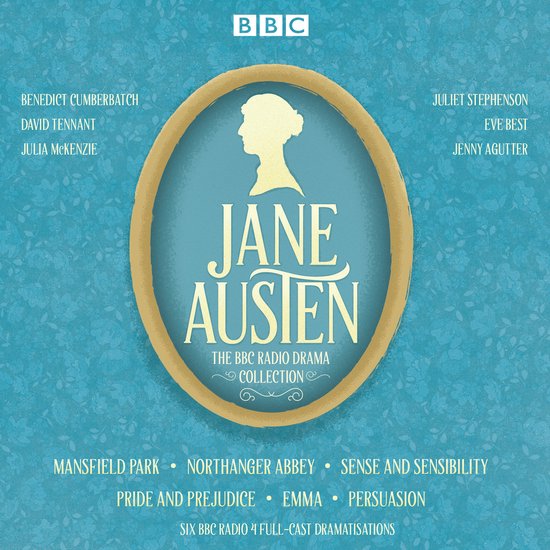 BBC Jane Austen Radio Drama Collection, met tekst en geportretteerde silhouet van een vrouw
