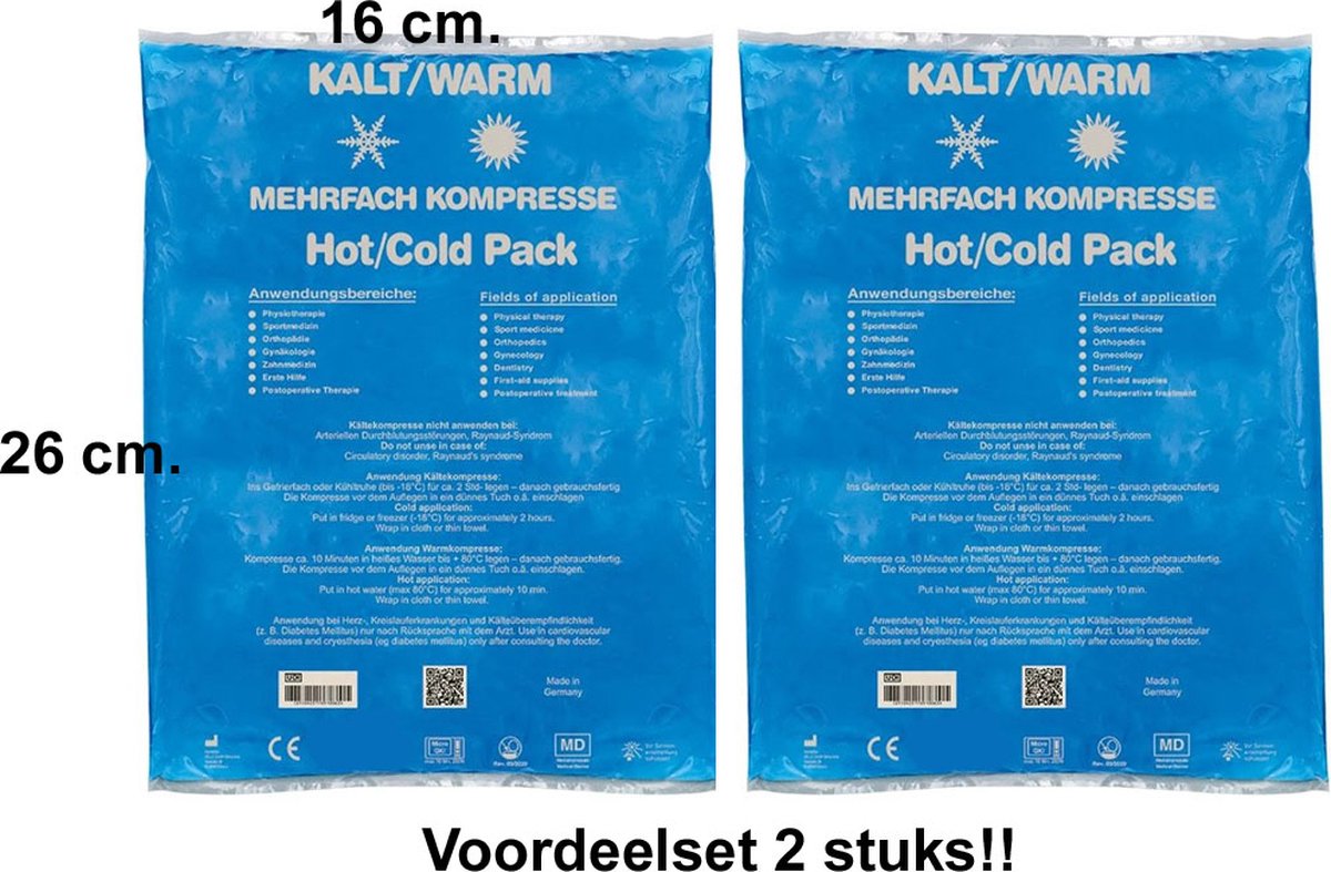 Goedkoopste Rojafit - Hot/Cold pack - 16 x 26 cm - Herbruikbaar - Flexibel coolpack / icepack / gelpack - Voordeelset a 2 Stuks!!