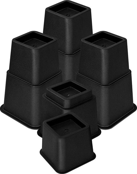 Bedverhogers 7,5 cm, zware vierkante meubelframelift voor bank, stoel, bureau, bank en stapelbed, set van 4, zwart