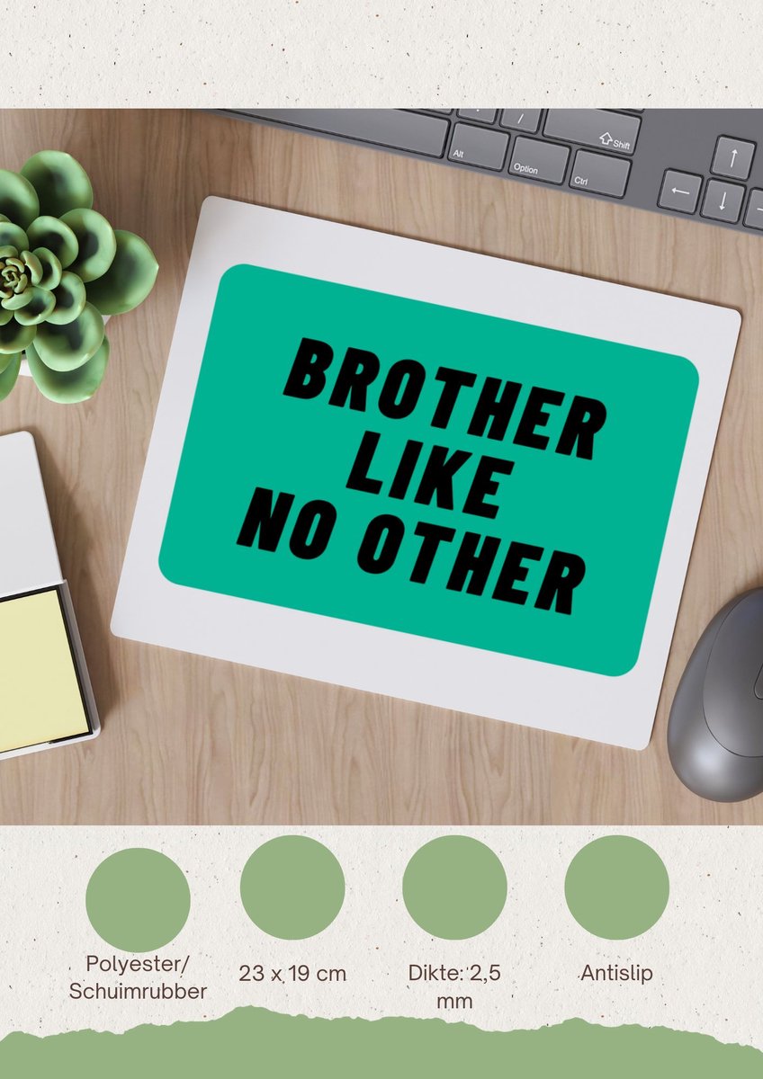 Akyol - brother like no other Muismat - Broer - geweldige broer - niemand anders - verjaardag - cadeau - kado - bedankje - geschenk - 23 bij 19 cm