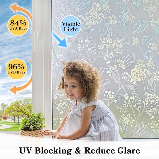 Privacy | Zandstraal effekt | Statisch smalformaat 60 cm / 92 cm - raamfolie -winkel
