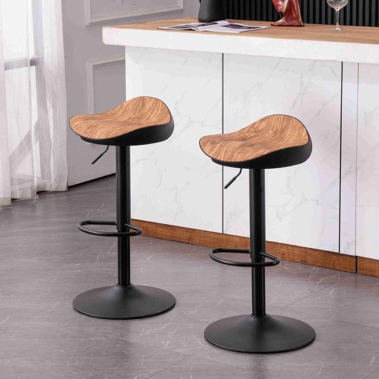 Moderne barkrukken, set van 2 keukenbarstoelen in imitatiebont