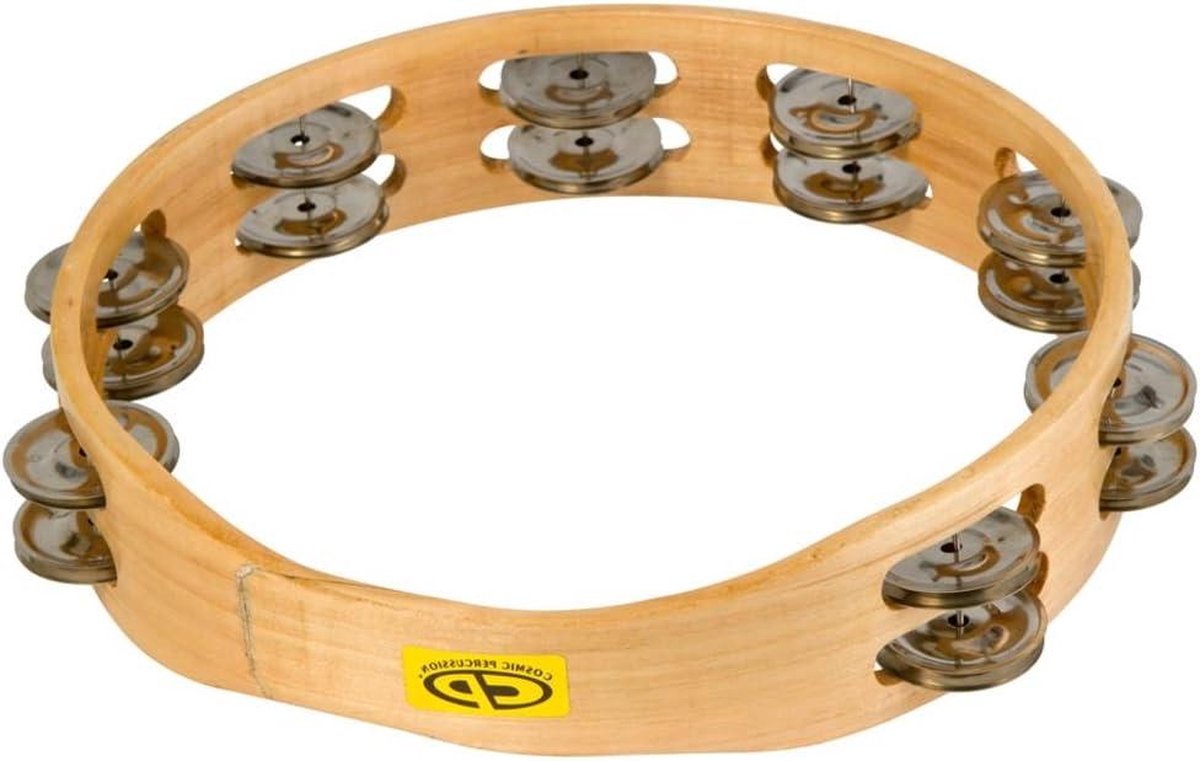 Dubbele rij 10 inch Tambourin CP Wood met jingles - Handpercussie instrument