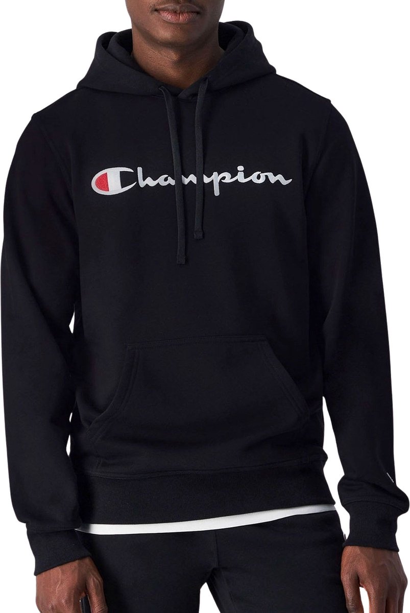 Champion Big Logo Fleece Hoodie Heren Zwart