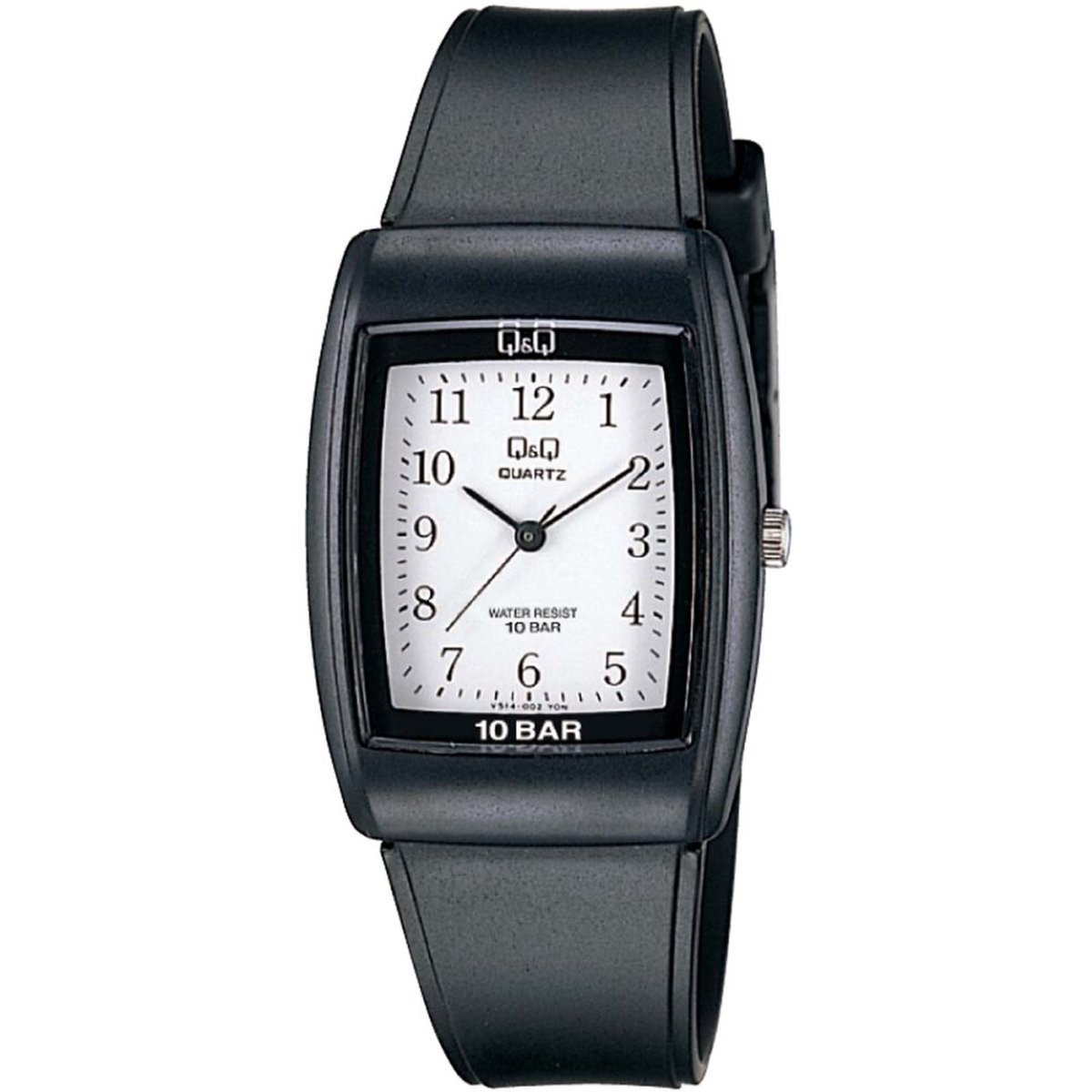 QQ VP30J002Y - Horloge - Sport - Analoog - Dames - Vrouwen - Plastic band - Rechthoek - Cijfers - Kunststof - Zwart - Wit