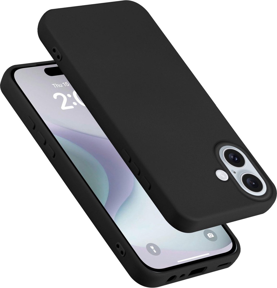 Cadorabo Hoesje geschikt voor Apple iPhone 16 PLUS in LIQUID ZWART - Beschermhoes gemaakt van flexibel TPU silicone Case Cover