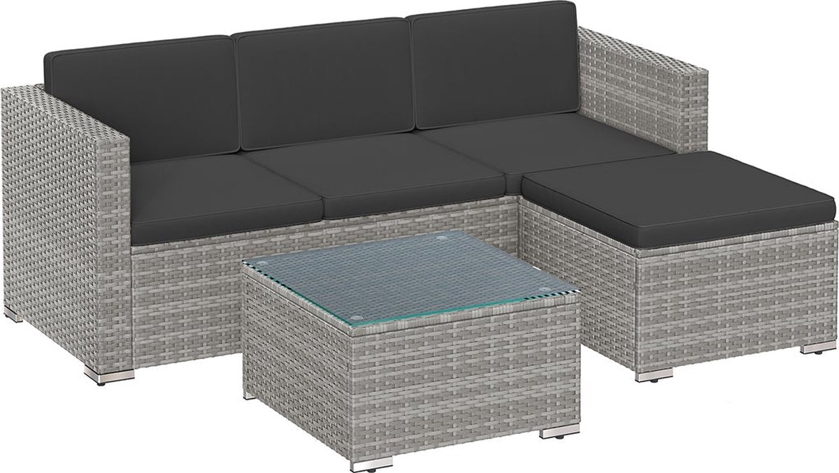4-delige tuinmeubelset - tuinset - rotan bank - patiolounge - PE-polyethyleen materiaal - VFT-kussens - 173 cm x 60 cm x 66 cm