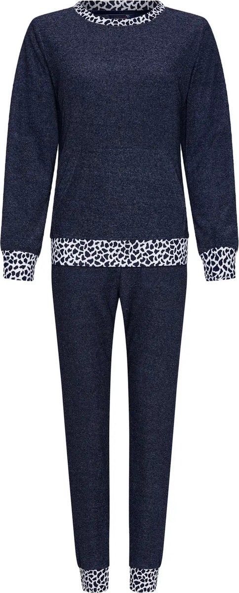 Rebelle badstof pyjama dames lange mouw - Navy - 44 - Blauw