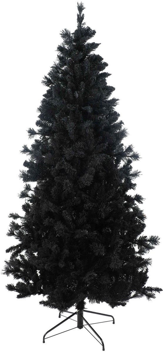 Teddy Black - kunstkerstboom - 150 cm - zwart - Ø 86 cm - metalen voet