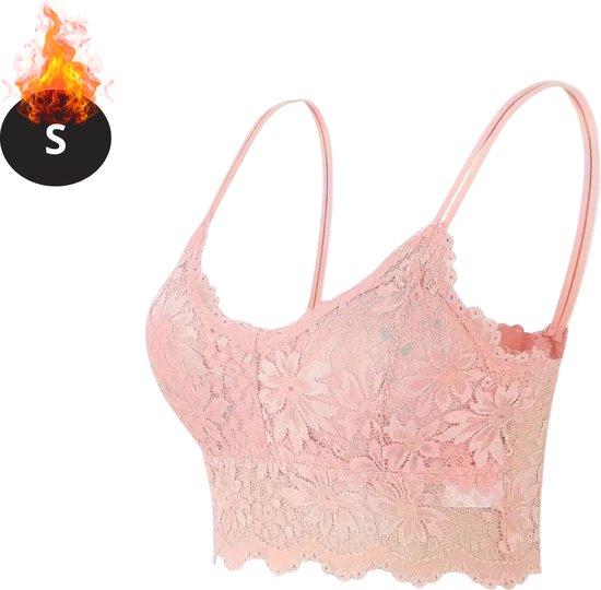SHARICCA Beha met voorsluiting, zonder beugel, V-hals, golvende randen, push -up-beha, zacht, comfortabel, naadloos, L