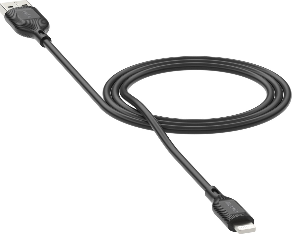 Mophie Essentials USB-A naar Lightning Kabel 12W 1 Meter Zwart
