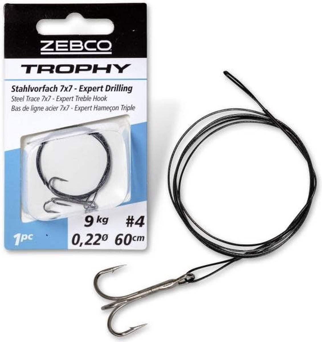 Zebco Trophy Steel Trace 7x7 Expert Treble Hook (1pc) - Maat : 50cm - 12 kilo