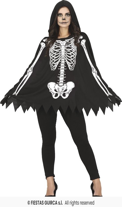 Skelet Poncho met Capuchon