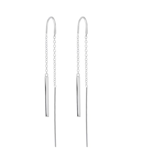 Boucles d'oreilles en argent à travers la barre