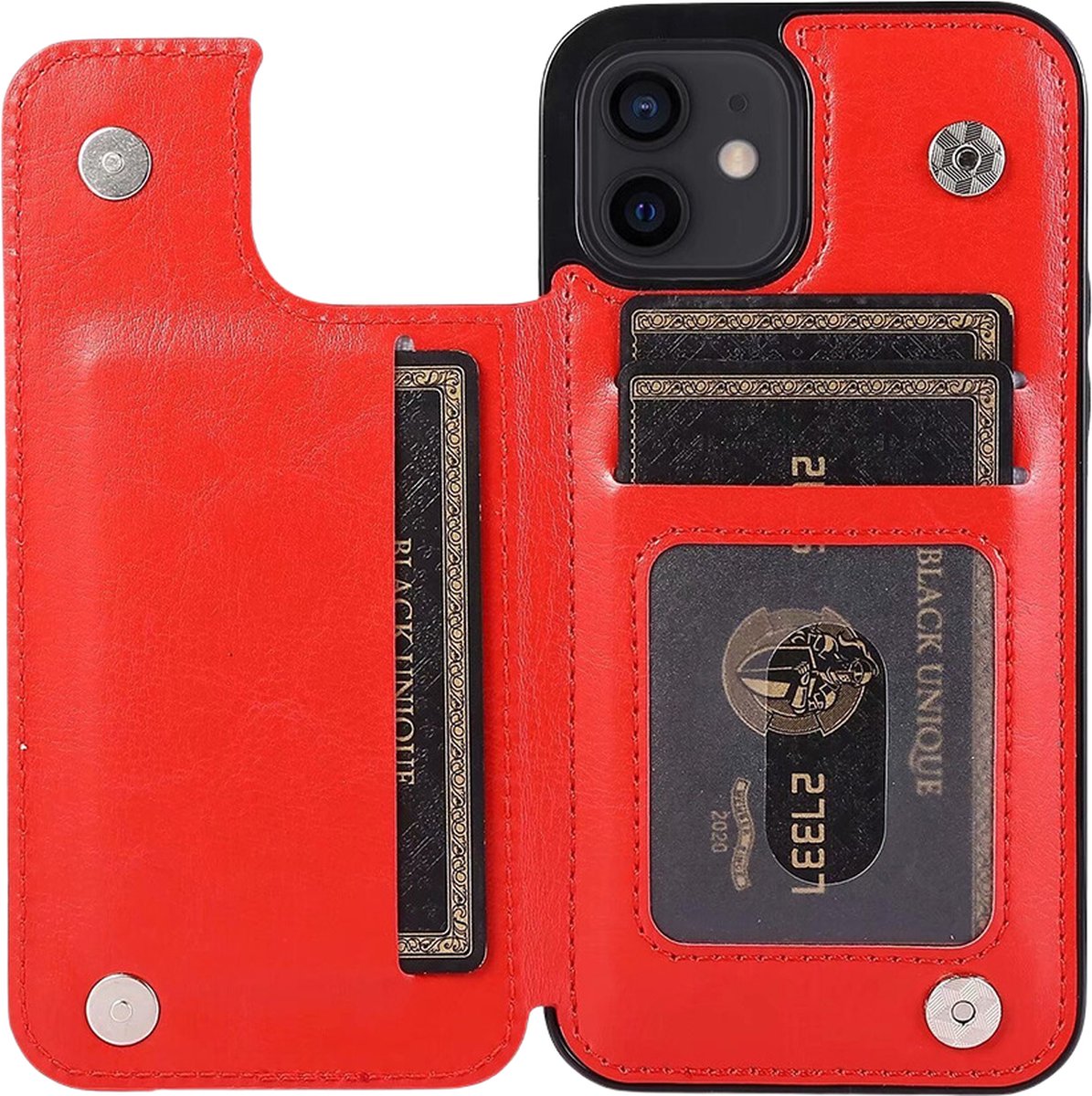 Hoesje geschikt voor iPhone 16 Plus - Backcover - Pasjeshouder - Portemonnee - Kunstleer - Rood