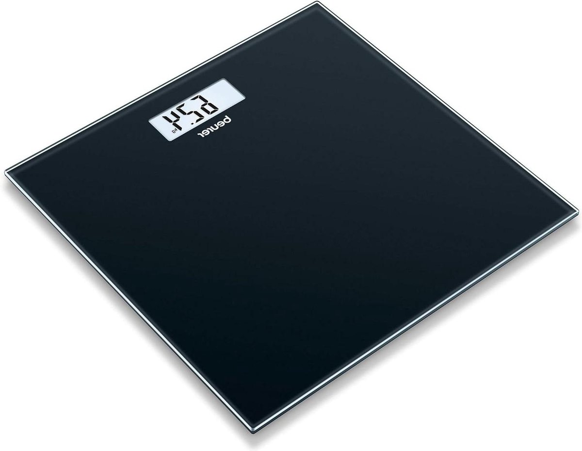 Weegschaal GS 10 Black digitale weegschaal met LCD-scherm overbelastingsindicatie automatische uitschakeling plat-chique zwart design van glas met weegfunctie