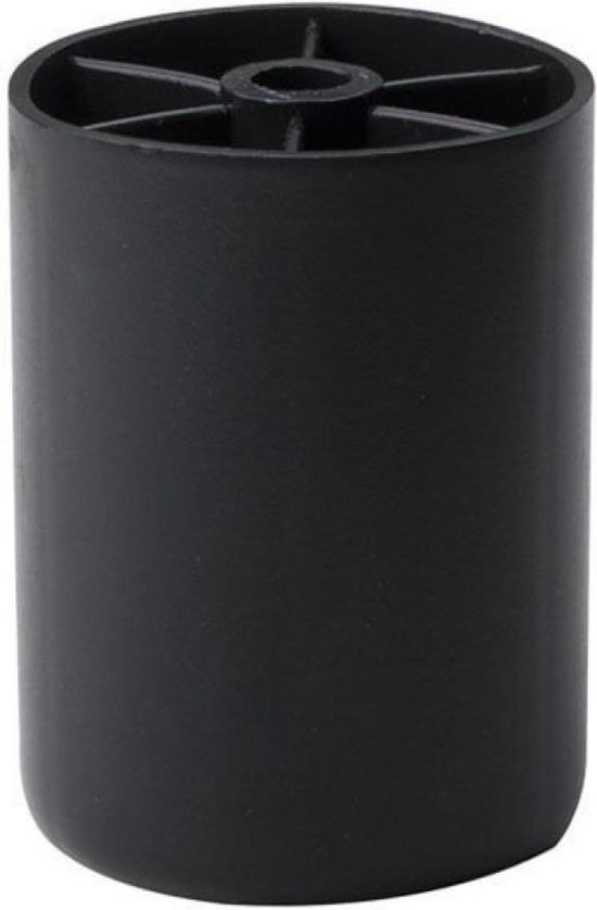 Meubelpoot zwart rond Ø 5 cm en hoogte 6 cm van kunststof - Set van 4 stuks