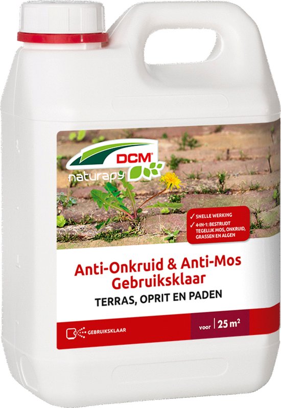 Foto: Dcm naturapy anti onkruid anti mos terras gebruiksklaar algen mosbestrijding 2 5 l