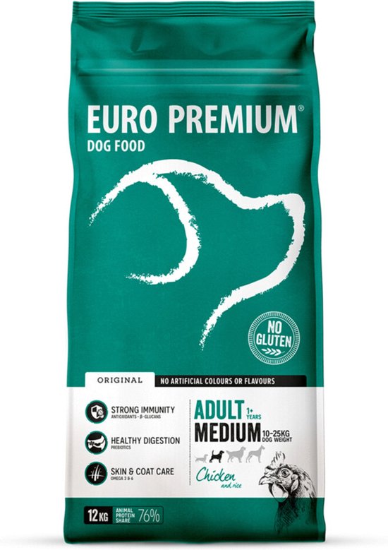 Euro-Premium Adult Medium - Hondenvoer - Kip Rijst 12 kg