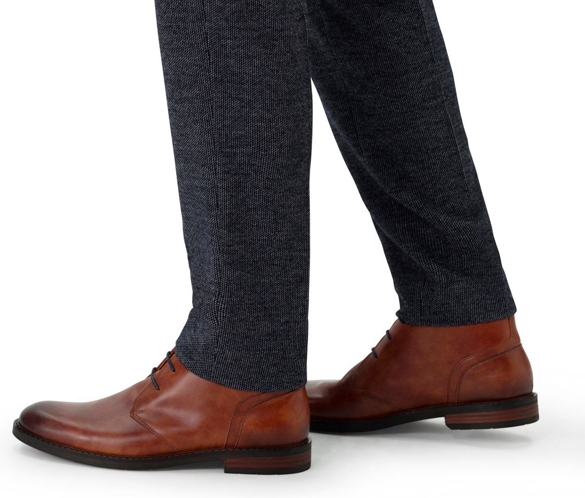 Van Lier - Heren - Cognac leren veterschoenen - Maat 44