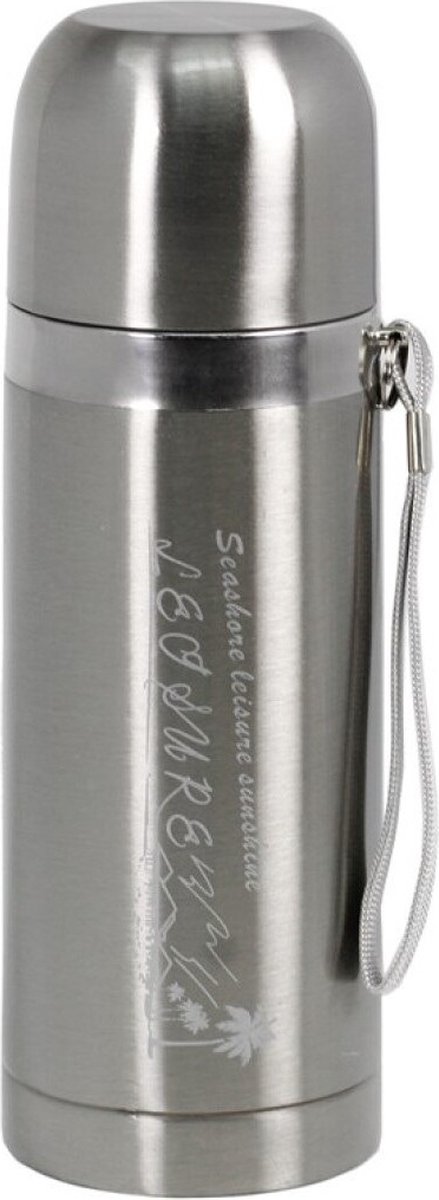 RVS thermosfles / isoleerfles met touwtje zilver 350 ml - Thermoflessen