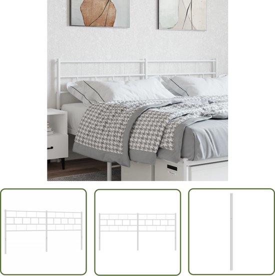 Tête de lit vidaXL - Tête de lit - Tête de lit 200 cm métal blanc - Tête de lit classique - Décoration de lit - Isolant de sol de chambre à coucher