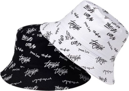 Knaak - Chapeau bob Thug Life - Réversible - Taille unique - Zwart