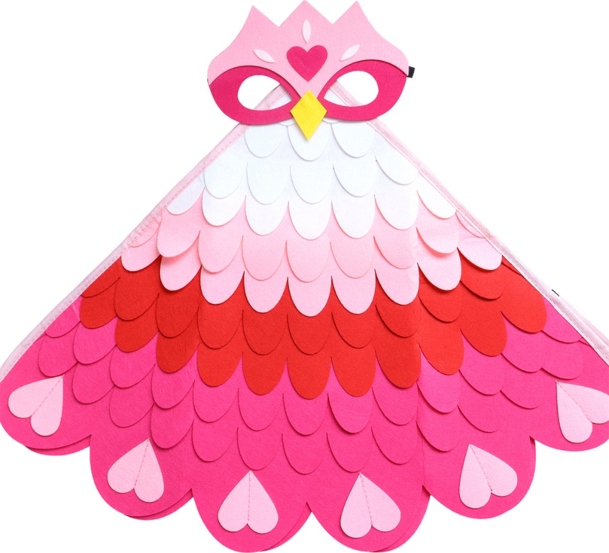 Joya Kids® Vogel Verkleedcape en Masker Roze | Cape met Masker van Vilt | Vilten Verkleedset | Verkleden Paradijsvogel | Meisje en Jongen Verkleedkleding | Cape Set | Carnaval en Halloween Outfit Kinderen — afbeelding 6