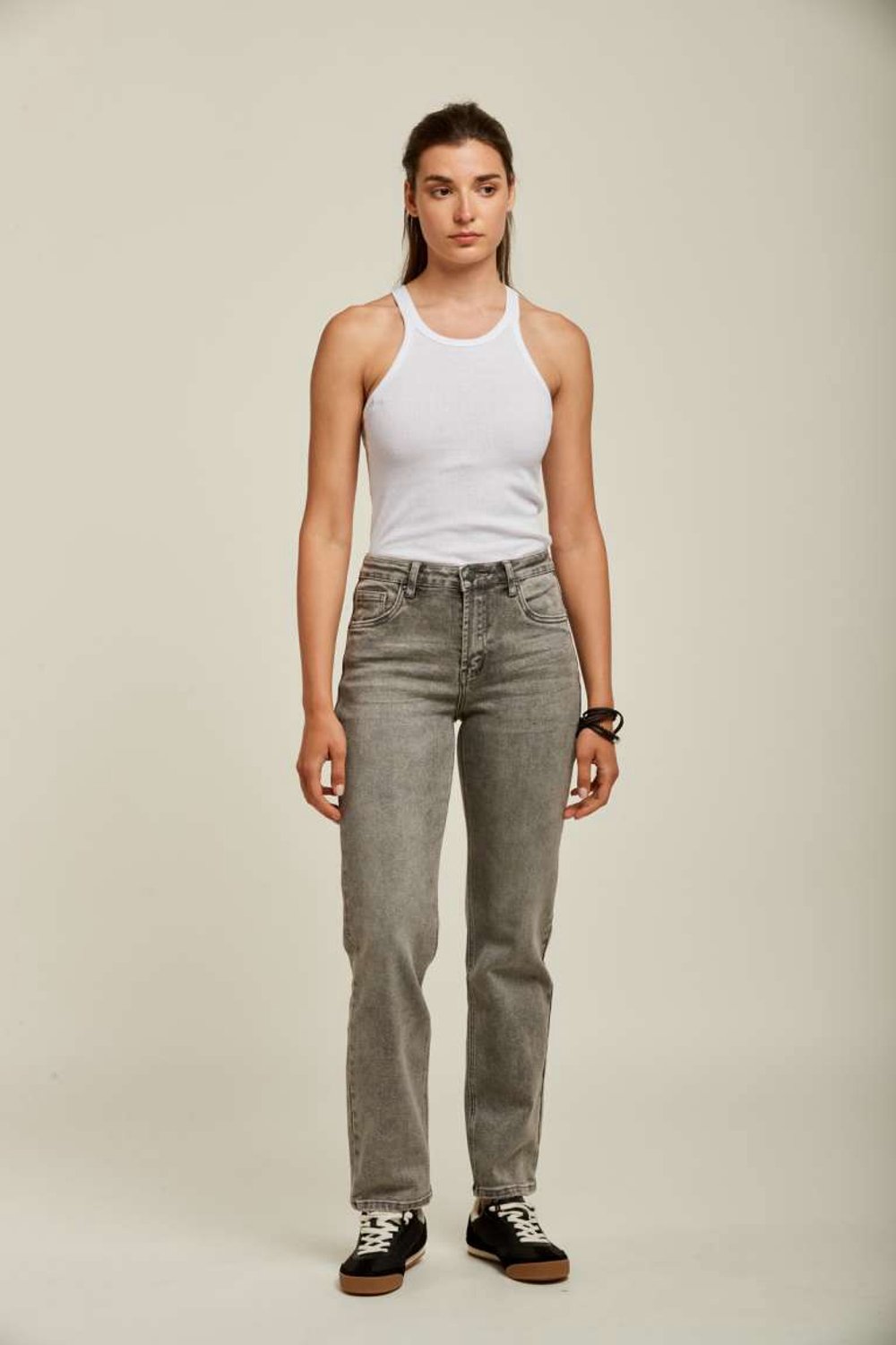 Broek Toxik3 middelhoge taille straight fit grijs