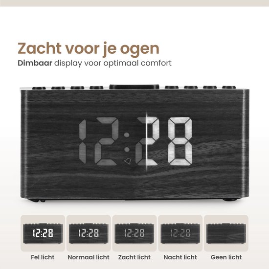 MOOOV 477353 Digitale wekker met spiegel en draadloos laadstation