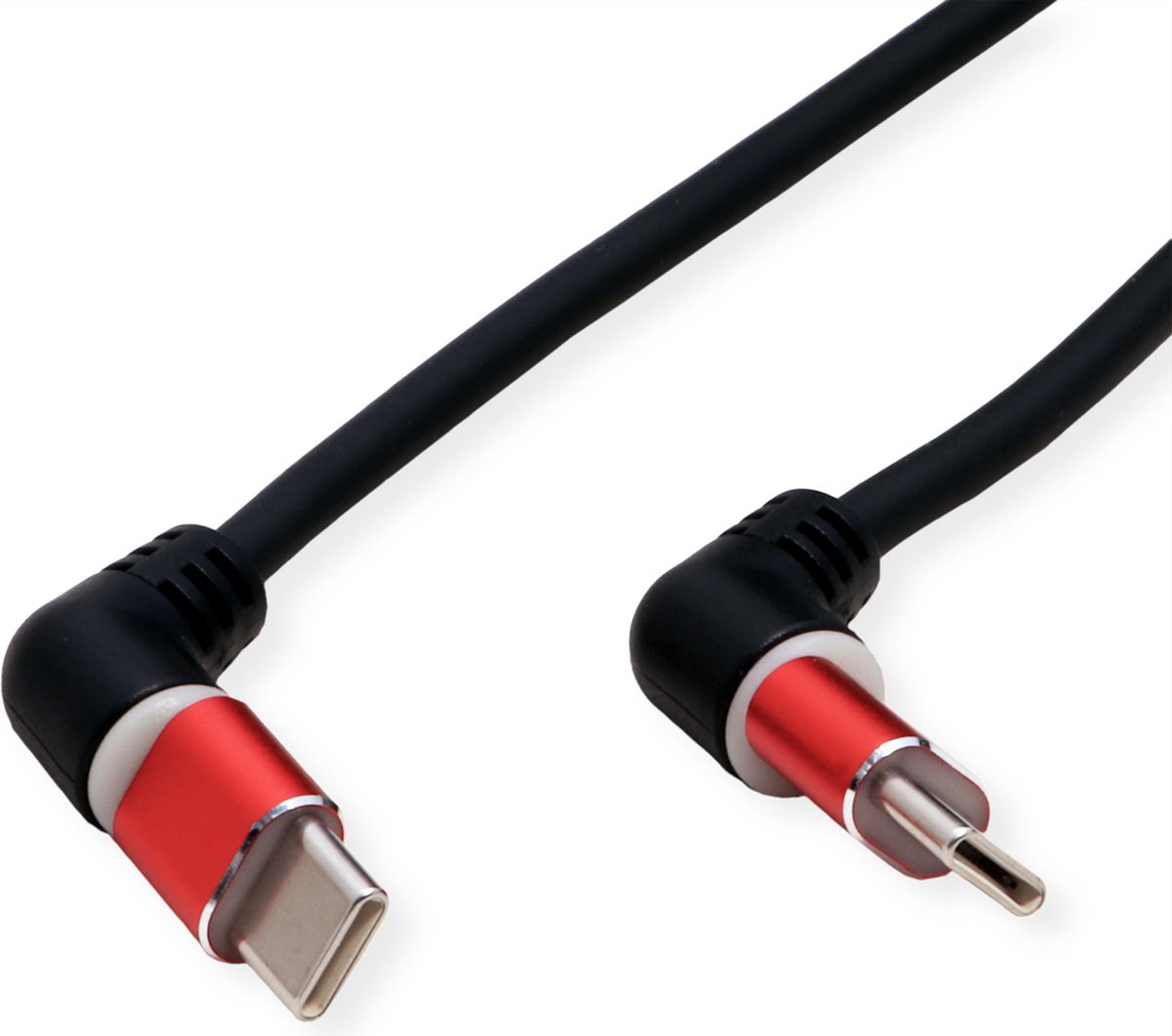 ROLINE 360° Rotatie USB 2.0 Kabel, Type C - Type C, M/M, 60W, rood / zwart, 2 m