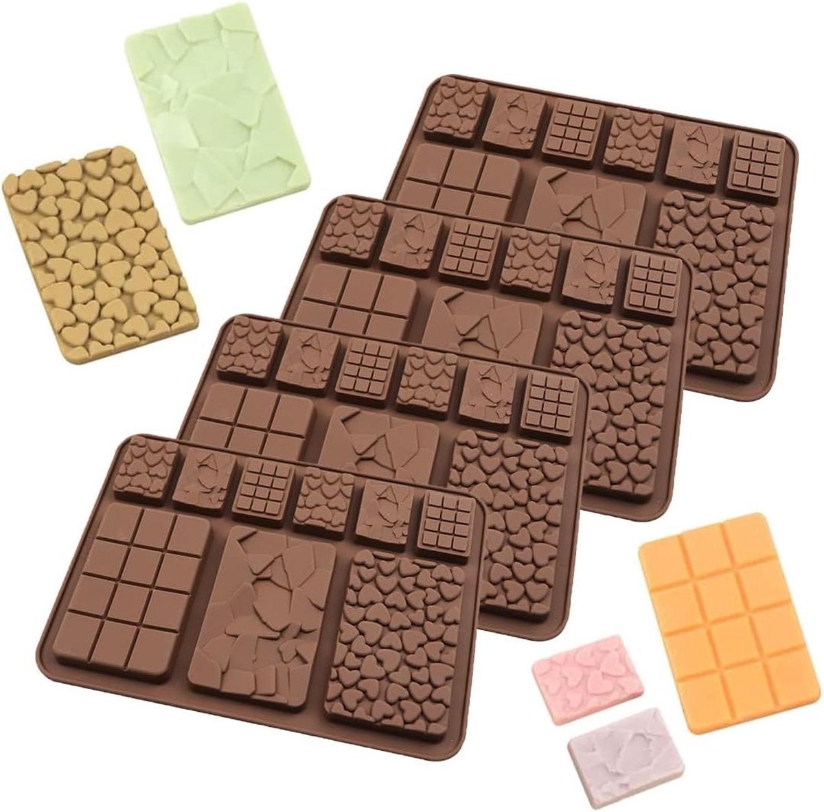 Chocoladevorm Siliconen - Bakvorm Siliconen DIY - 4 st. Mallen Antiaanbaklaag voor bonbons snoep energierepen - Goedkoopste