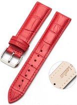 By Qubix - 20 mm - Convient pour Garmin Approach S12 - S40 - S42 - Bracelet en cuir de crocodile - Rouge - Convient pour bracelet Garmin