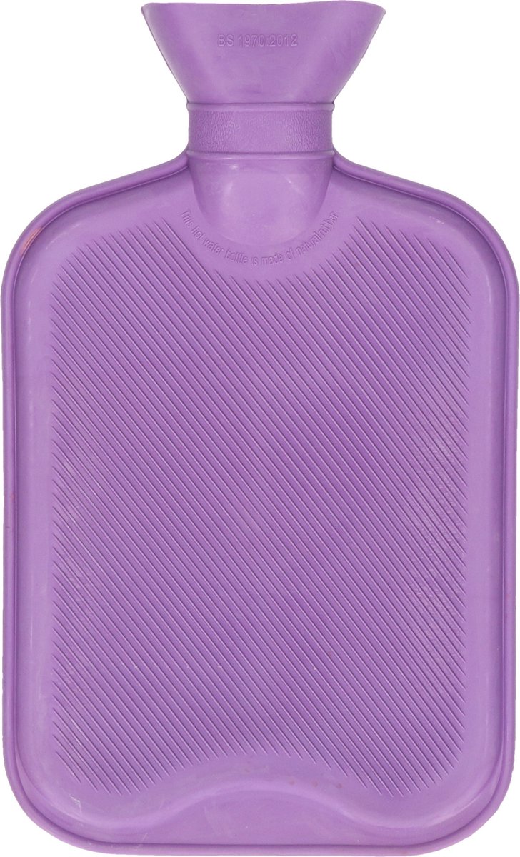 DID Warmwaterkruik - met rubberen hoes - paars - 2L - kruiken voor warme voeten/lichaam