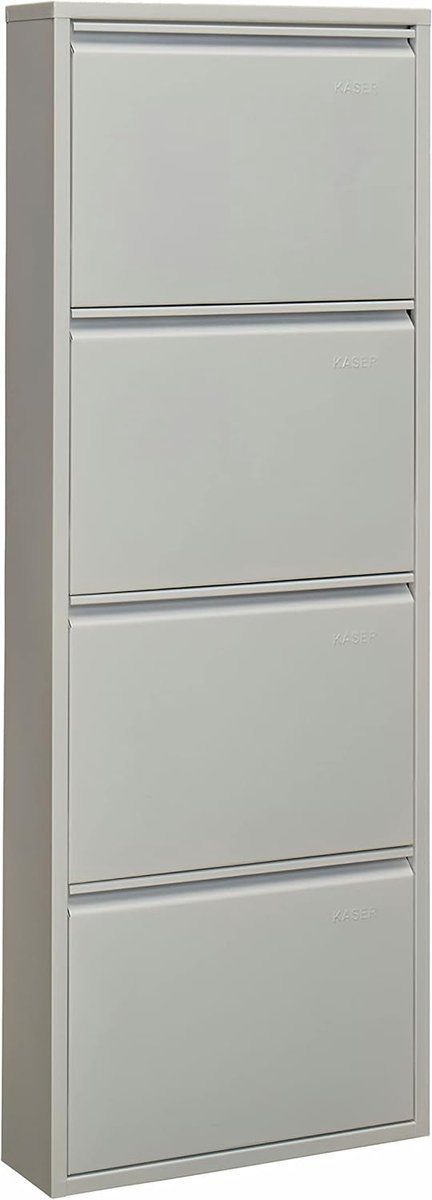 JGS® - Smal Hoogwaardig Metalen Schoenenrek met Magnetische Afdekking - Wandmontage - Grijs -