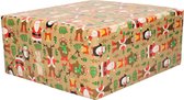 5x Rollen Kerst kadopapier print bruin 2,5 x 0,7 meter op rol 70 grams - Luxe papier kwaliteit cadeaupapier/inpakpapier - Kerstmis
