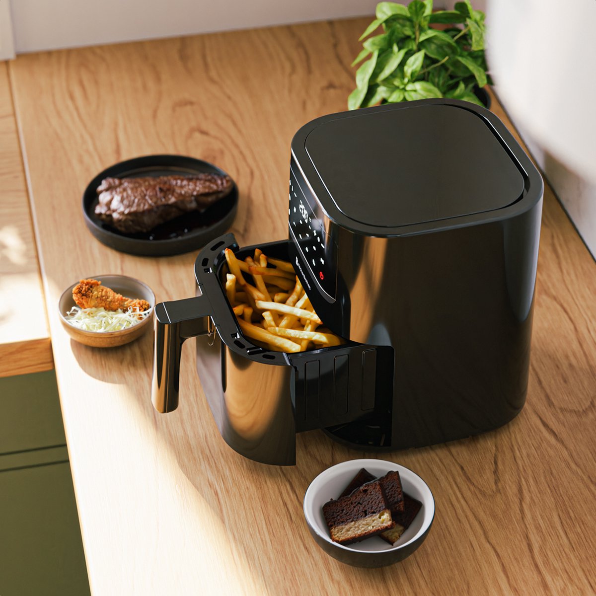 KitchenBrothers Mini Airfryer - 3,3 Liter - 1400W - PFAS-Vrij - 50ºC tot 200ºC - Kleine Heteluchtfriteuse voor 1, 2 en 3 Personen - 10 Kookprogramma's - Zwart — afbeelding 7